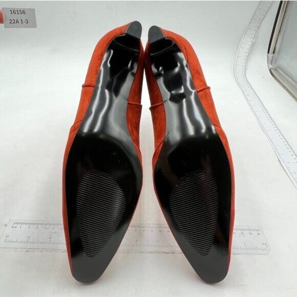 FSJ Brown Square Toe Comfort Kitten Low Heel Ankle Boot Pull On Dress Bootie - Picture 7 of 8